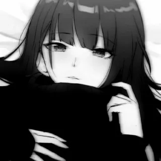 😊 d2f2046a Chica anime, Monocromo, Blanco y negro, Retrato, Emocional telegram sticker