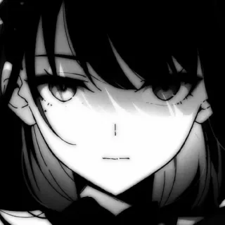 😐 e1ccead0 Anime, Chica, Manga, Retrato, Blanco y negro, Dibujos animados telegram sticker