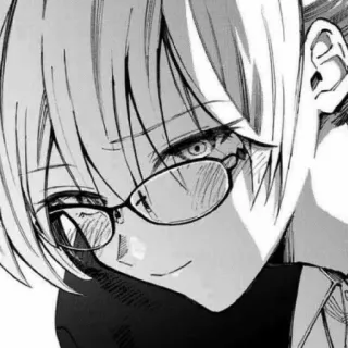 🙂 eb76d401 Anime, Manga, Chica, Gafas, Blanco y negro, Retrato telegram sticker