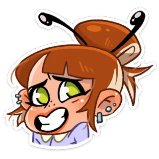 ☺️ cc9facd3 Dessin animé, Mignon, Fille, Antennes, Personnage, Autocollant telegram sticker