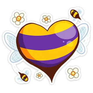 ❤️ dcd62138 coeur, abeille, fleurs, autocollant, dessin animé, mignon telegram sticker