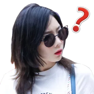 ❓ b5888a09 问号, 女人, 困惑, 太阳镜, 怀疑, 问题 telegram sticker