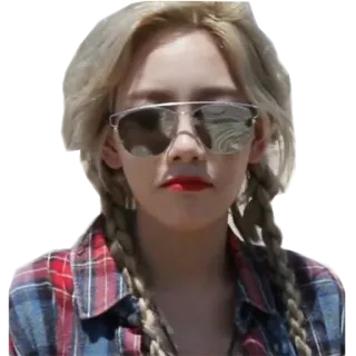 😐 c0706e30 女人, 人物, 太阳镜, 辫子, 格子衬衫, 肖像 telegram sticker