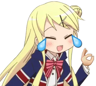 😂 46d45b21 애니메이션, 만화, 울음, 행복, 여자, 금발, 확인, 귀여운 telegram sticker