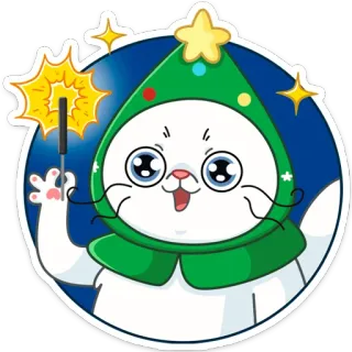 🥳 14534930 แมว, คริสต์มาส, น่ารัก, ดอกไม้ไฟ, วันหยุด, สติกเกอร์, การ์ตูน, เทศกาล telegram sticker