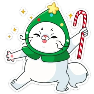 💃 8fb54b79 แมว, คริสต์มาส, ลูกกวาด, วันหยุด, น่ารัก, รื่นเริง, การ์ตูน, สัตว์ telegram sticker