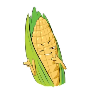 😏 718009cf maïs, légume, nourriture, dessin animé, clin d'oeil, gangster, cool telegram sticker