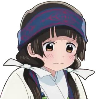 🐻 2d0e5c56 อนิเมะ, ตัวละคร, ผมสีน้ำตาล, ที่คาดผม, น่ารัก, สีหน้า telegram sticker