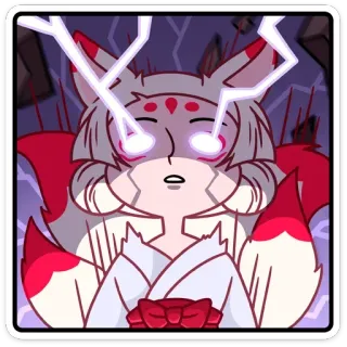 😠 3f17cf02 renard, animé, kawaii, mignon, autocollant, éclair, personnage telegram sticker