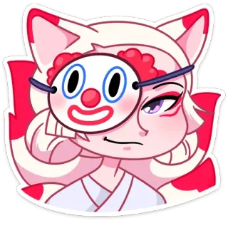 🤡 62560d70 Dessin animé, Anime, Masque, Clown, Autocollant, Personnage telegram sticker