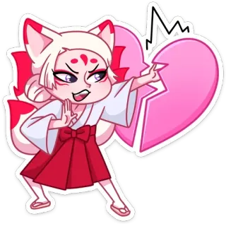 💔 c826bccb fille renard, animé, manga, coeur brisé, style japonais, kawaii, autocollant telegram sticker