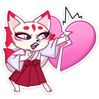 💔 d8b35453 fuchs, karate, kampfkunst, herzschmerz, gebrochenes herz, süß, aufkleber telegram sticker