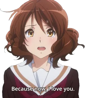 ❤ 46f88de5 Because now, I love you. Anime, Cinta, Sedih, Ekspresi, Emosional telegram sticker