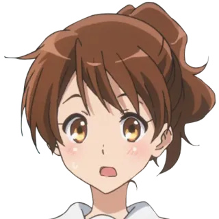 😯 83f1315e Anime, Gadis, Berambut cokelat, Terkejut, Lucu telegram sticker