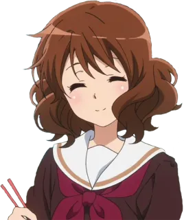 🍚 93092dcb anime, gadis, tersenyum, bahagia, imut, berambut cokelat, rambut telegram sticker