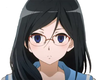 😳 9883f457 anime, gadis, kacamata, berambut cokelat, potret telegram sticker