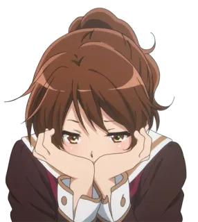 😔 c14ffe0a anime, gadis, rambut cokelat, imut telegram sticker