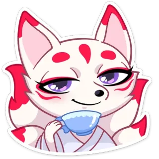 ☕️ 46144ad3 rubah, anime, imut, chibi, kitsune, teh, santai telegram sticker