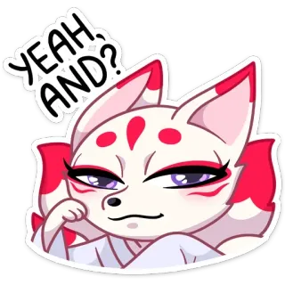 ❓ c6050ea6 YEAH, AND? rubah, hewan, stiker, pertanyaan, imut, kartun, sinis telegram sticker