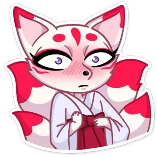 😐 e987649c rubah, anime, kitsune, stiker, imut, kawaii, merah, putih telegram sticker