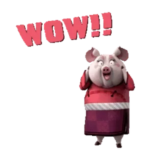 😱 df89478a WOW!! maiale, cartone animato, sorpresa, scioccato, wow, esclamazione telegram sticker