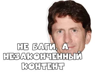 😝 e67bac28 НЕ БАГИ, А НЕЗАКОНЧЕННЫЙ КОНТЕНТ ท็อดด์ ฮาวเวิร์ด, วิดีโอเกม, สกายริม, ฟอลเอาท์, Bethesda, มีม telegram sticker