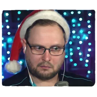 🤨 f591319f mann, weihnachtsmütze, brille, porträt, weihnachten, person telegram sticker