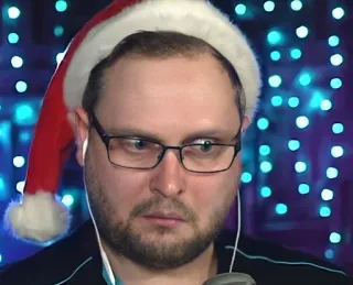 😳 184a4371 pria, natal, topi santa, potret, kacamata, orang, laki-laki telegram sticker