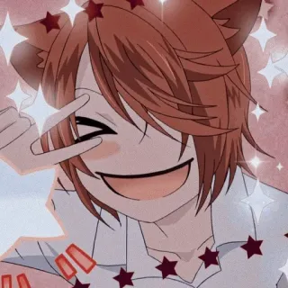 ✌️ 0a56e806 Аниме, Манга, Кошачьи ушки, Милый, Каваий, Блестки, Знак мира telegram sticker