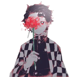 🌟 2d6272e5 Tanjiro Kamado Demon Slayer Anime, Thanh gươm diệt quỷ, Tanjiro, Hoa, Nhân vật whatsapp sticker
