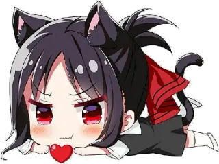 😣 bcf1ba0a Anime, Kawaii, Tai mèo, Chibi, Trái tim, Dễ thương whatsapp sticker
