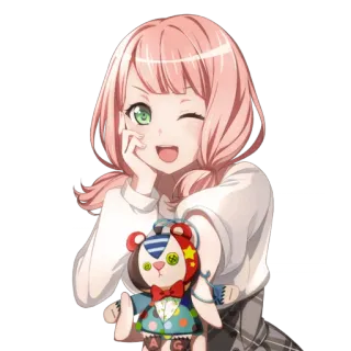 🦩 03469340 Anime meisje, Knipoog, Roze haar, Schattig, Pop telegram sticker