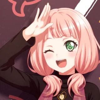 🦩 0349e1fc anime meisje, schattig, knipoog, roze haar, kawaii telegram sticker