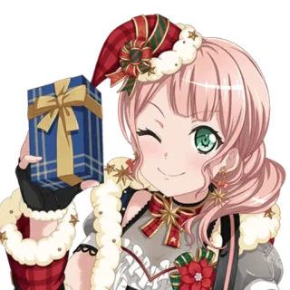 🦩 17edf4bd anime meisje, kerst, cadeau, kawaii, schattig, feest, anime, meisje telegram sticker