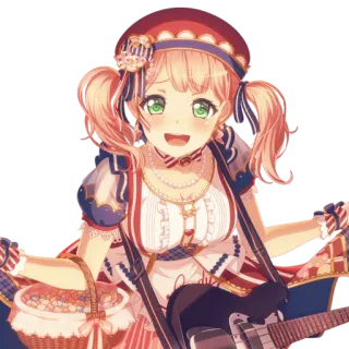 🦩 48f9cb57 Anime, Cartoon, Schattig, Meisje, Roze haar, Gitaar, Vrolijk telegram sticker