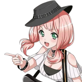 🦩 863439c2 anime meisje, hoed, wijzend, kawaii, schattig, cartoon telegram sticker