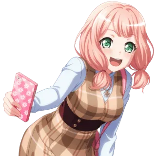 🦩 98a613c9 anime, cartoon, meisje, personage, roze haar, schooluniform telegram sticker