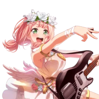 🦩 ab9054eb anime meisje, muziek, gitaar, vrolijk, schattig, vrouwelijk personage telegram sticker