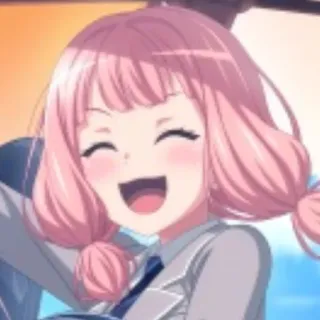 🦩 fb802a9f anime, meisje, roze haar, glimlachend, blij, schattig telegram sticker