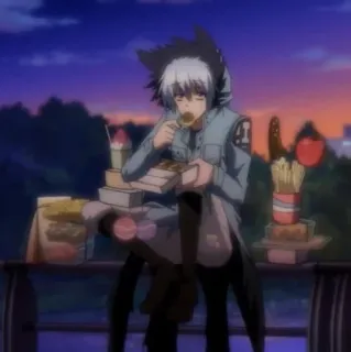 🧊 4d4d484e Аниме, Мультфильм, Мальчик, Еда, Закуска telegram sticker