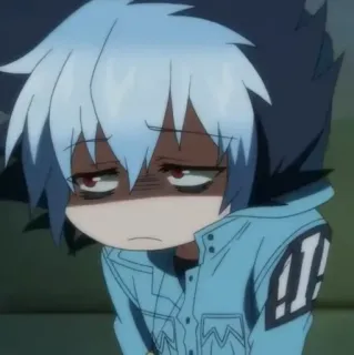 ☁️ 6a25323e Аниме, Персонаж, Измученный, Уставший, Синие волосы telegram sticker