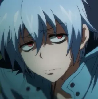 🧊 b03f70f9 Аниме, белые волосы, красные глаза, серьезный, мужчина telegram sticker