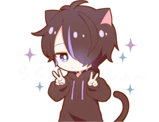 ✌️ 37a5da6a らく しよー Anime, Gatto, Carino, Scintillio, Kawaii, Chibi, Pace whatsapp sticker