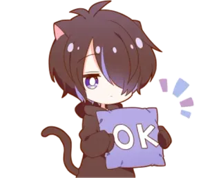 👌 74bd1bb3 OK Stile anime, Kawaii, Catboy, Accordo, Approvazione, Positivo whatsapp sticker