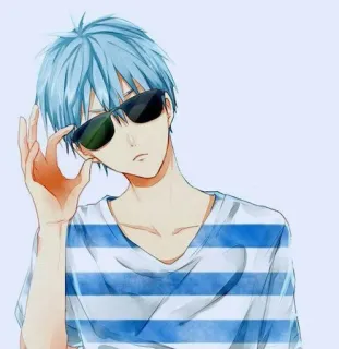 🎲 b9f731da Kuroko Tetsuya Kuroko's Basketball Anime, Kuroko, Basketball, Sonnenbrille, blaue Haare telegram sticker