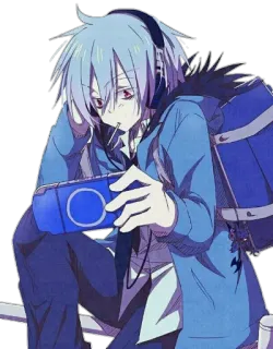 🎮 39142885 动漫, 漫画, 耳机, PSP, 棒棒糖, 蓝头发, 坐着 telegram sticker