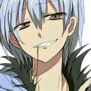 😏 f7586753 动漫, 角色, 坏笑, 男性, 灰发 telegram sticker