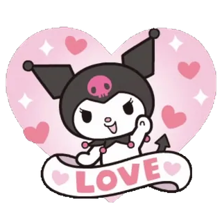 🖤 286515c8 Kuromi LOVE 쿠로미, 산리오, 스티커, 귀여운, 캐릭터, 애니메이션 telegram sticker