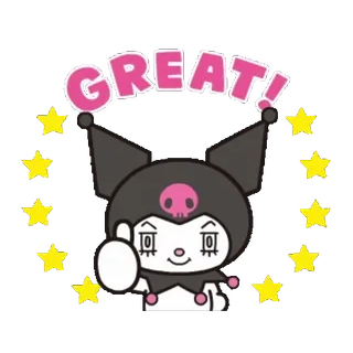 ✨ 92bd0b34 Kuromi GREAT! 쿠로미, 산리오, 스티커, 애니메이션, 카와이, 귀여운, 캐릭터, 최고 telegram sticker