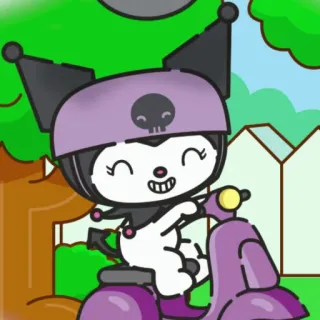 🕸 0035e88d Kuromi คาวาอิ, การ์ตูน, อนิเมะ, น่ารัก, สกู๊ตเตอร์, ขี่, ซานริโอ telegram sticker